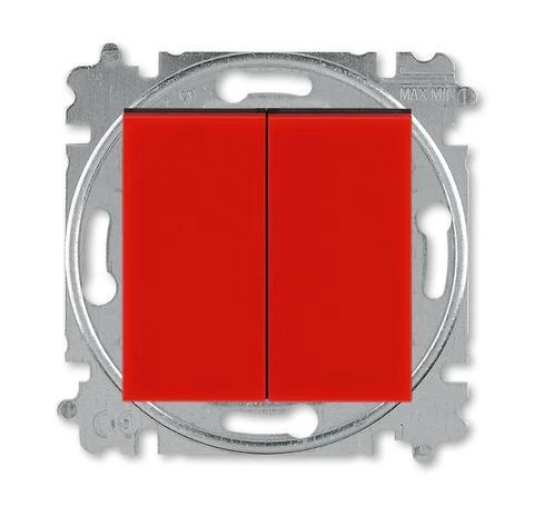  артикул 2CHH598745A6065 название Выключатель 2-клавишный; кнопочный , Красный/Дымчатый черный, Levit, ABB