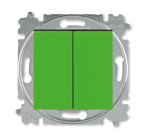  артикул 2CHH595245A6067 название Выключатель 2-клавишный проходной (с двух мест) , Зеленый/Дымчатый черный, Levit, ABB