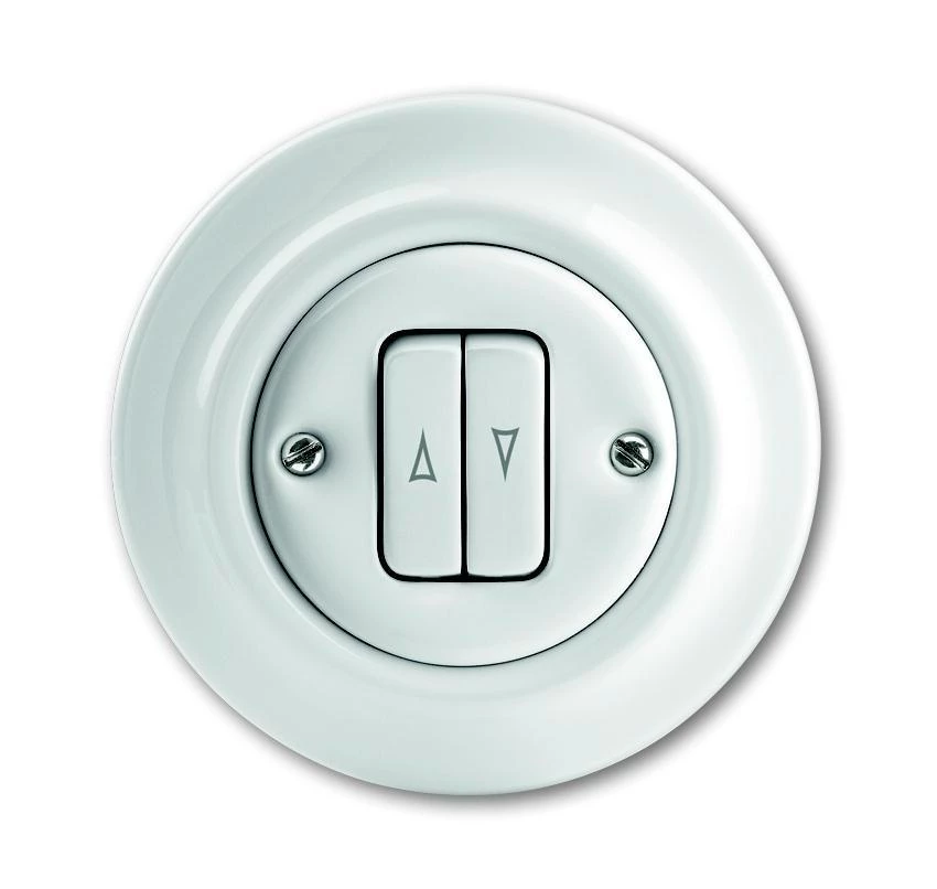  артикул 1413-0-1089 название Выключатель для жалюзи (рольставней) кнопочный (в сборе) , Белый (керамика), Decento, ABB