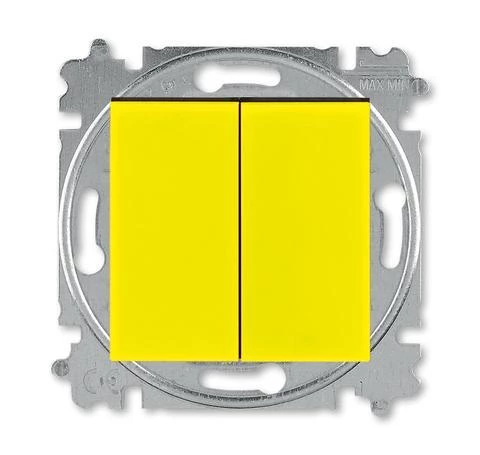  артикул 2CHH598745A6064 название Выключатель 2-клавишный; кнопочный , Желтый/Дымчатый черный, Levit, ABB
