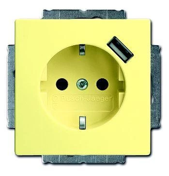  артикул 2011-0-6181 название ABB BJE Solo/Future Желтый Сахара Розетка Schuko с устройством зарядным USB 16А, 700 мА
