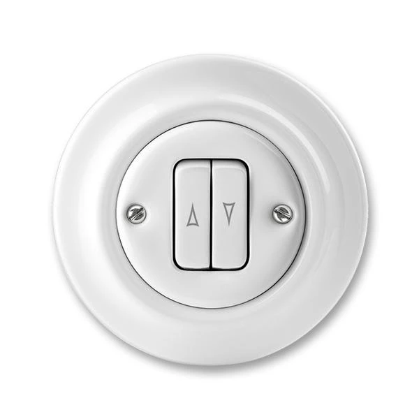  артикул 2CHK598834C4300 название Выключатель для жалюзи (рольставней) кнопочный , Белый (керамика), Decento, ABB