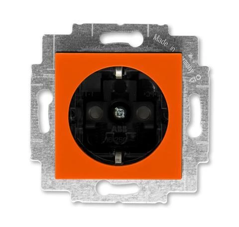  артикул 2CHH203457A6066 название Розетка 1-ая электрическая , с заземлением и защитными шторками (безвинтовой зажим) , Оранжевый/Дымчатый черный, Levit, ABB